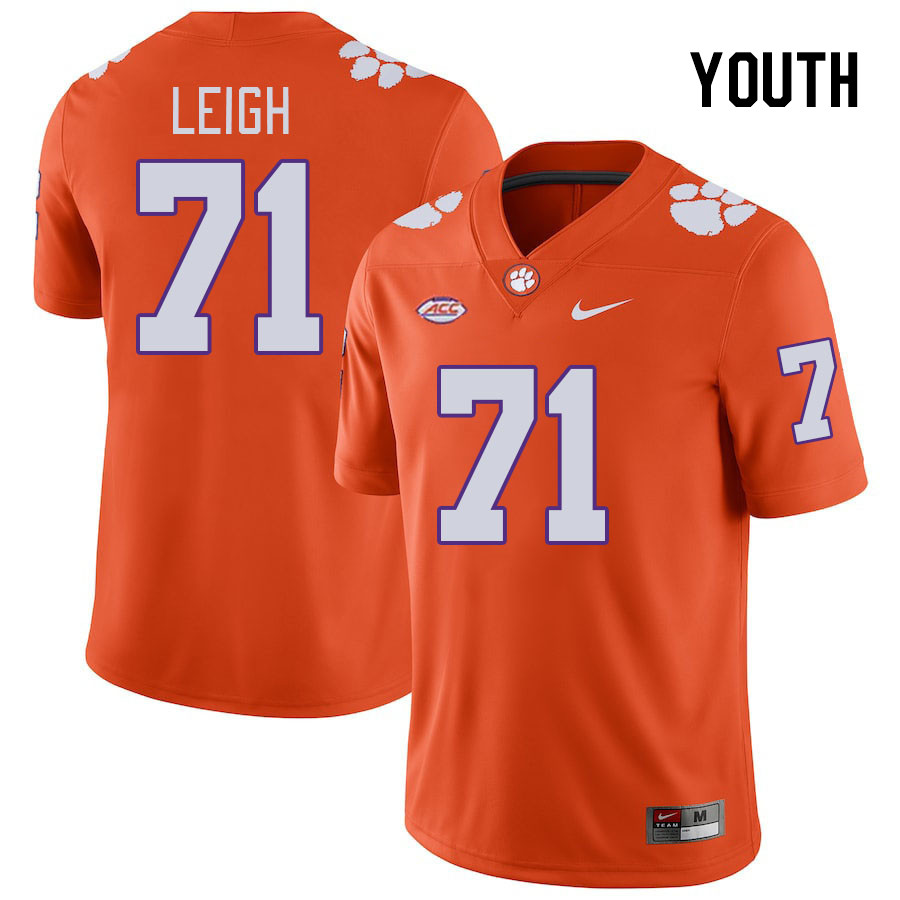 Youth Clemson Tigers Tristan Leigh #71 College Orange NCAA Authentic Football Stitched Jersey 23XS30YH